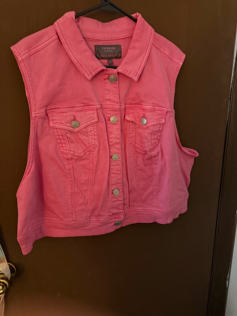 Torrid Hot Pink Denim Vest with Branded Button